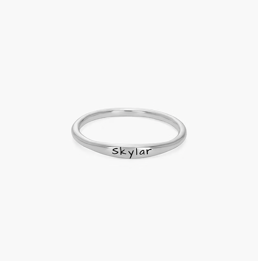 Engraved Thin Name Ring