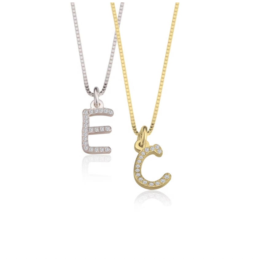 Cubic Zirconia Initial Necklace