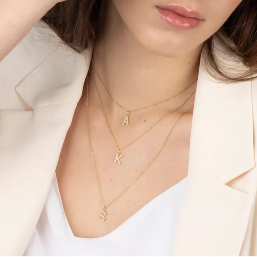 Cubic Zirconia Initial Necklace