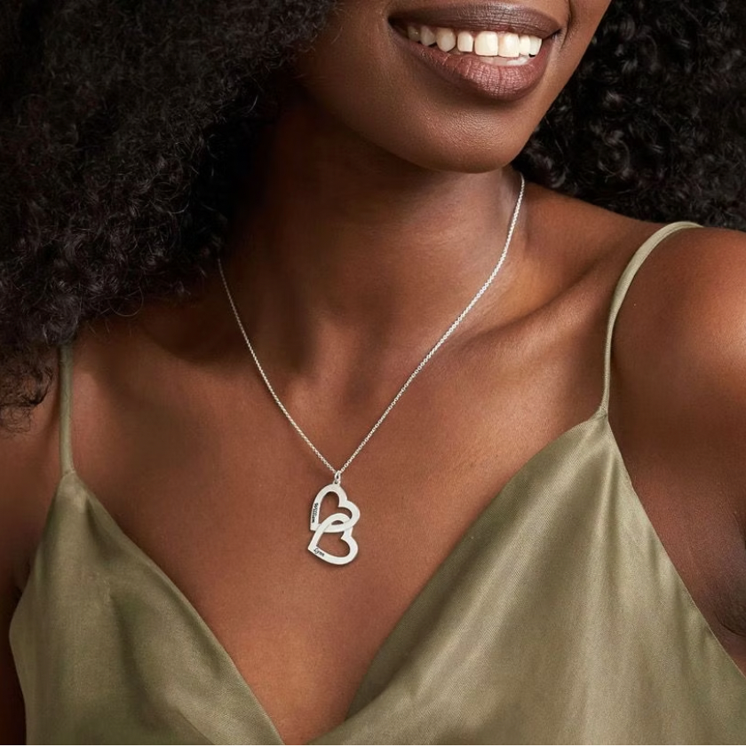 Engraved Heart in Heart Necklace