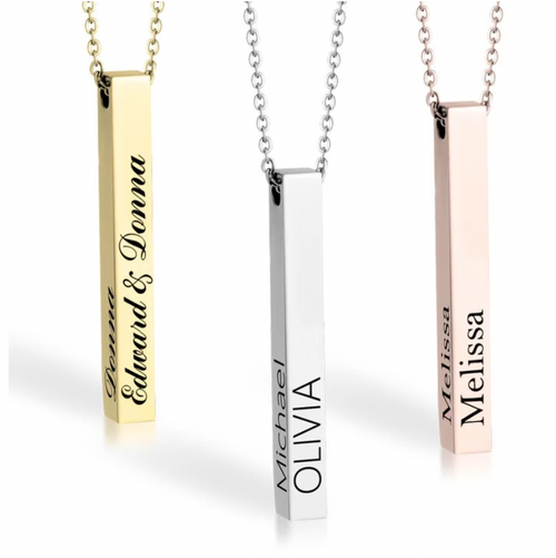 3D Bar Name Necklace chain for Men in Sterling Silver