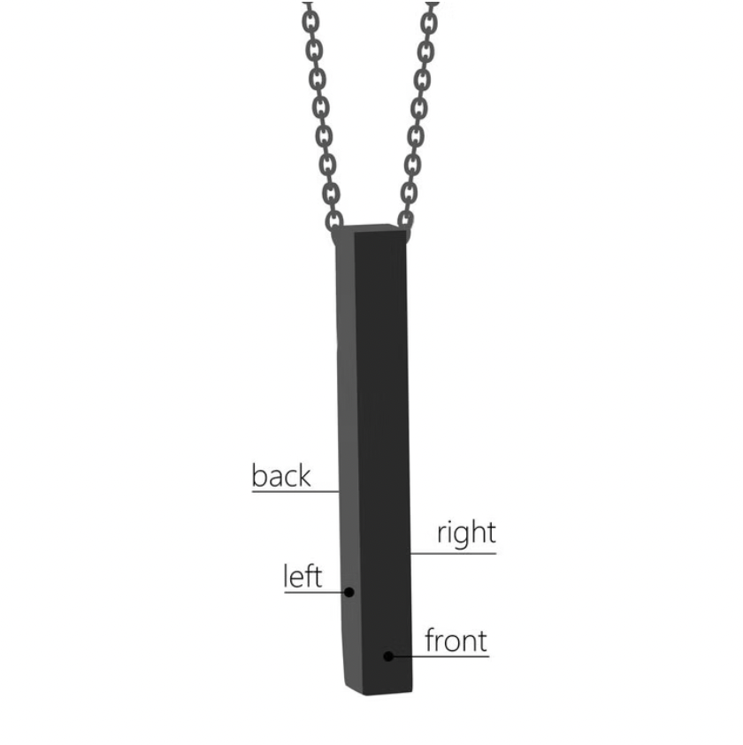 3D Bar Name Necklace chain for Men in Sterling Silver