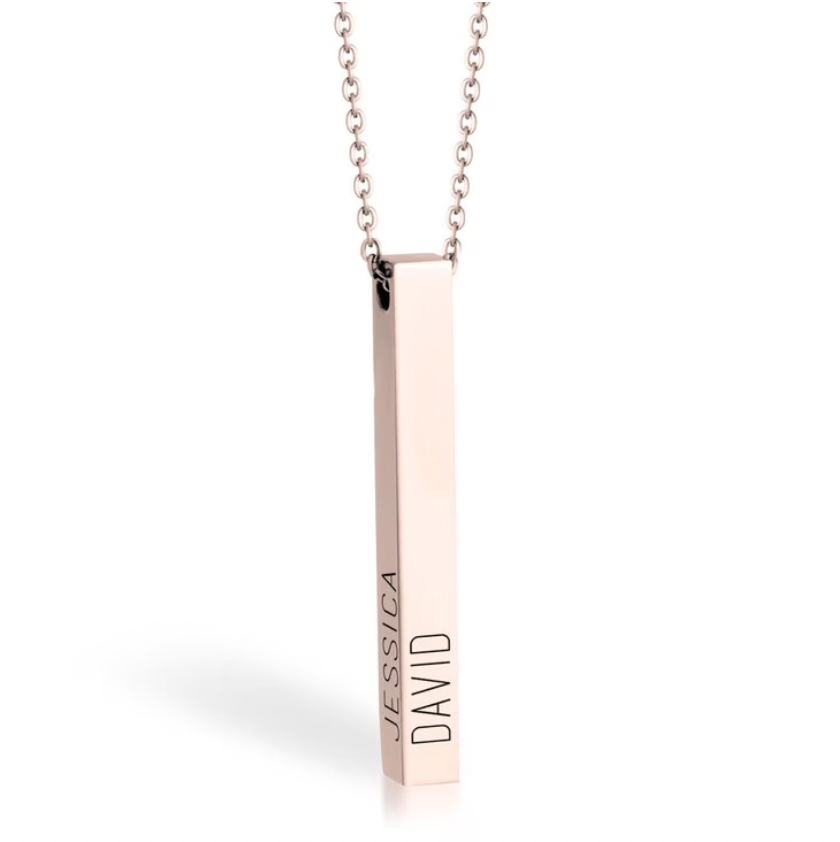 3D Bar Name Necklace chain for Men in Sterling Silver