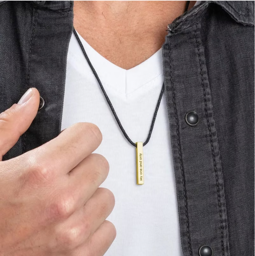 3D Bar Name Necklace chain for Men in Sterling Silver