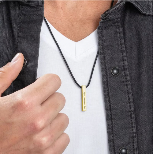 3D Bar Name Necklace chain for Men in Sterling Silver