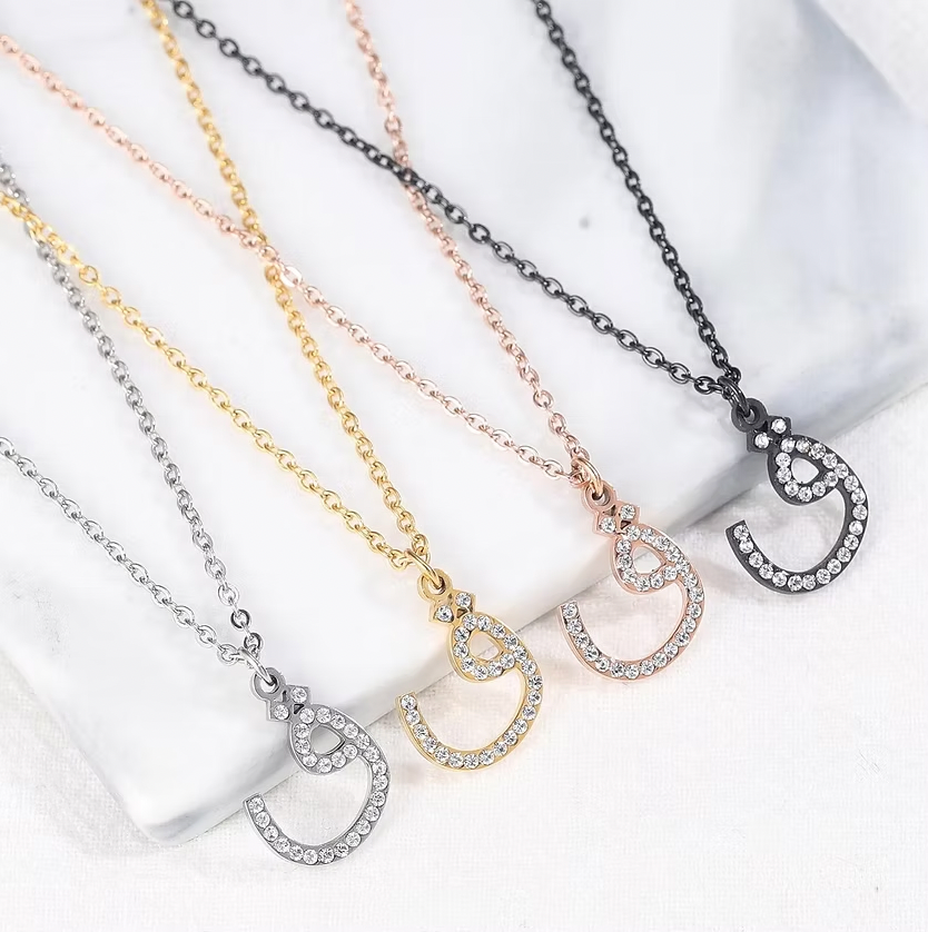 Arabic Zirconia Initial Necklace