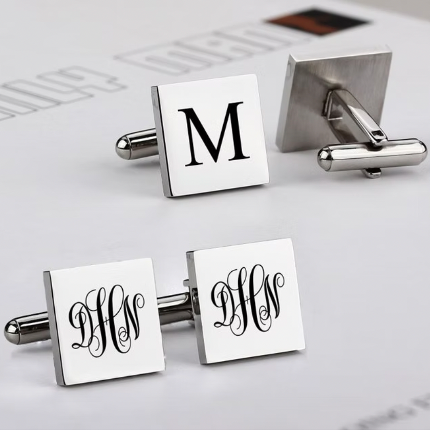 Engraved Square Shape Cufflink