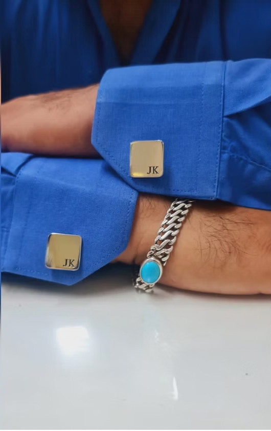 Engraved Square Shape Cufflink