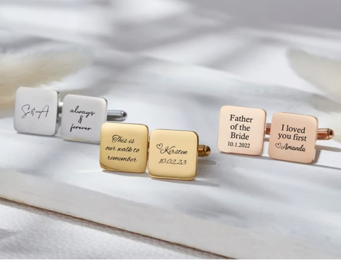 Engraved Square Shape Cufflink