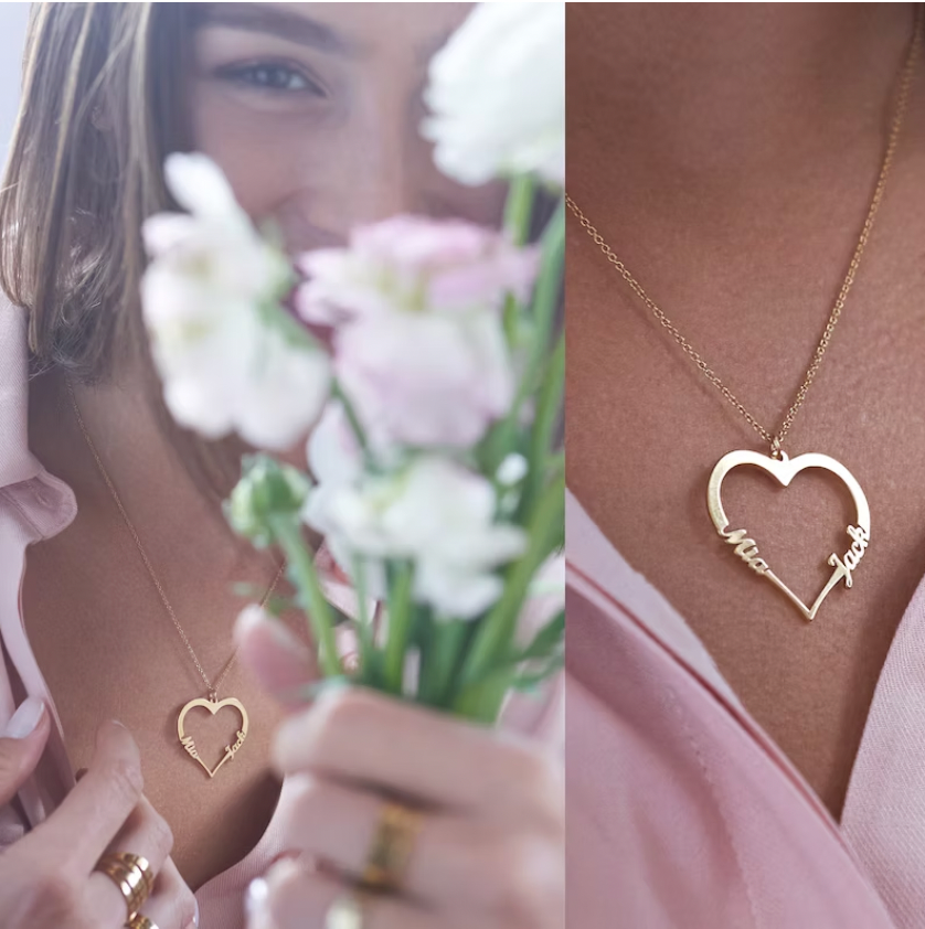 Couple Name Heart Necklace