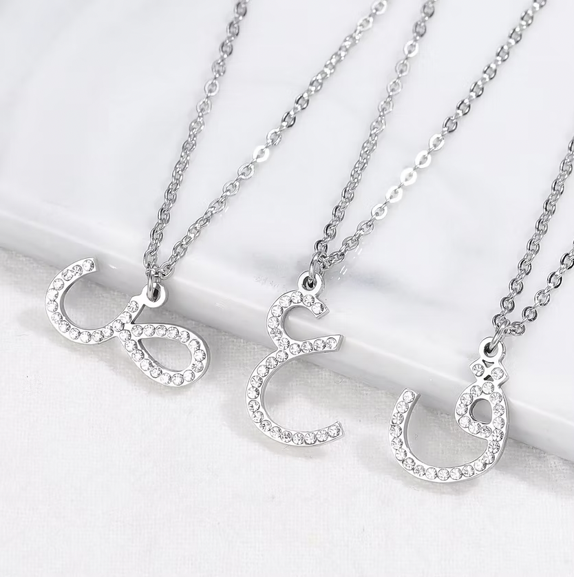 Arabic Zirconia Initial Necklace