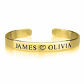 Gold bracelet with 'JAMES ❤️ OLIVIA' engraving. Personalized Name Bangle.silver. gold . rose gold. plated 18k 22k plated