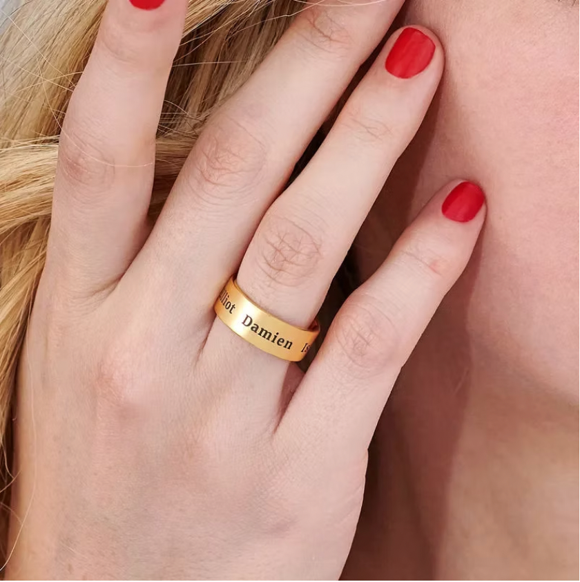 Wide Engraved Band Ring