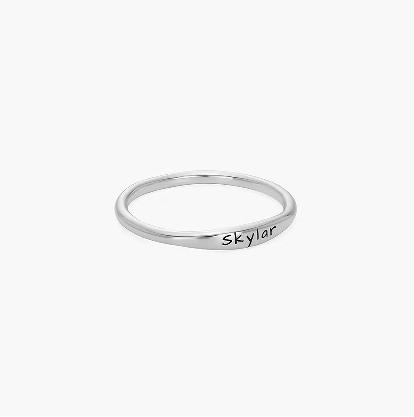 Engraved Thin Name Ring