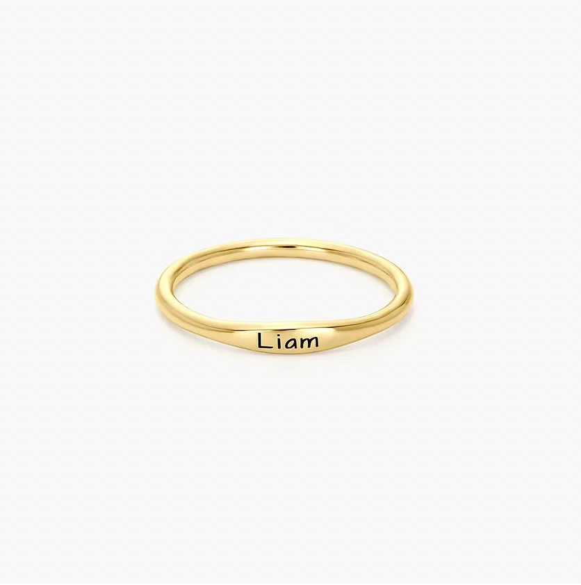 Gold ring with  engraving.  sterling silver. gold rose gold plated. gold. silver. rose gold. plated 18k solid sterling silver. makana jewellery jewelry