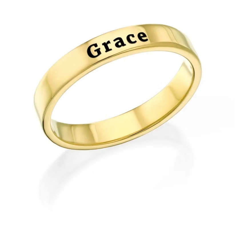 Engraved Thin Band Ring