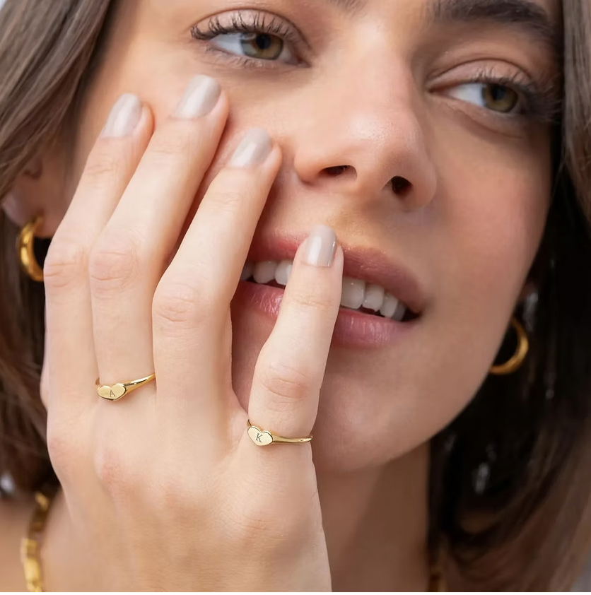 Engraved Heart Signet Ring