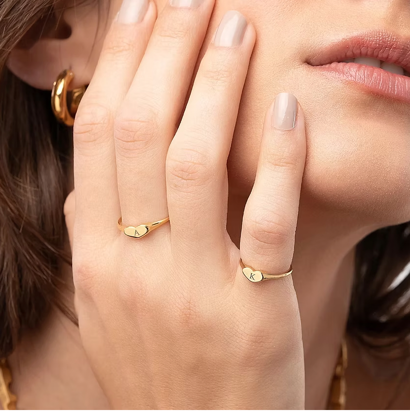 Engraved Heart Signet Ring