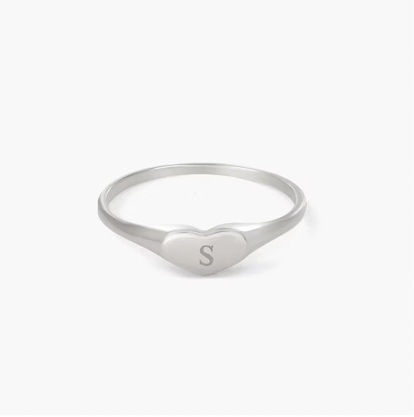 Engraved Heart Signet Ring