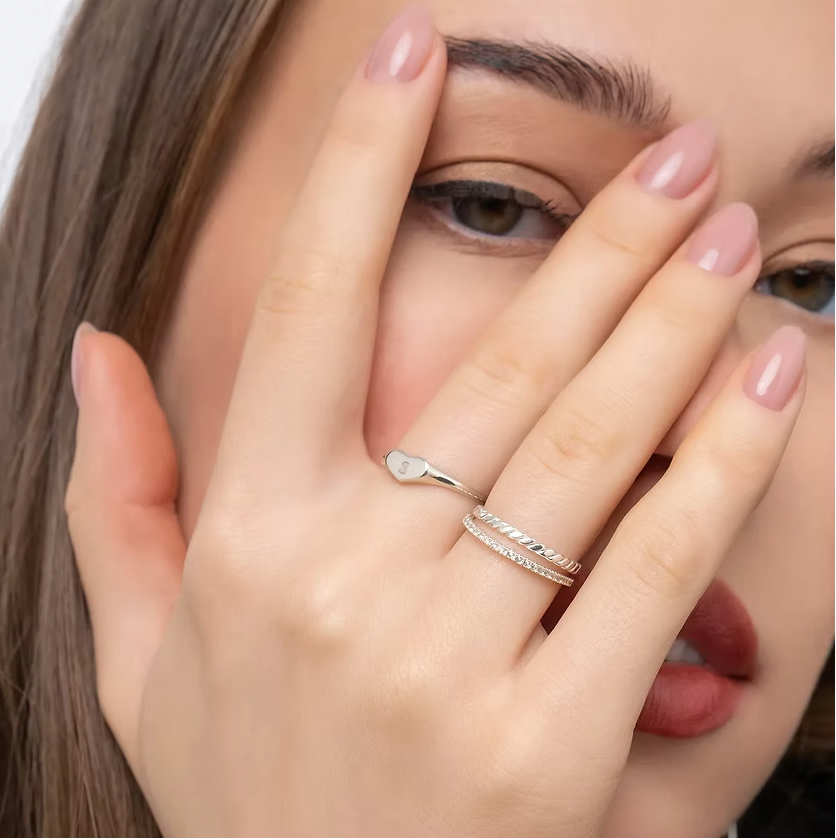 Engraved Heart Signet Ring