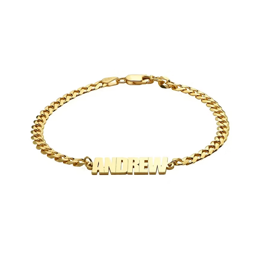 Thick Chain Name Bracelet in Sterling Silver