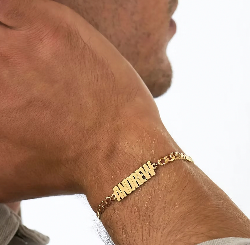 Thick Chain Name Bracelet in Sterling Silver