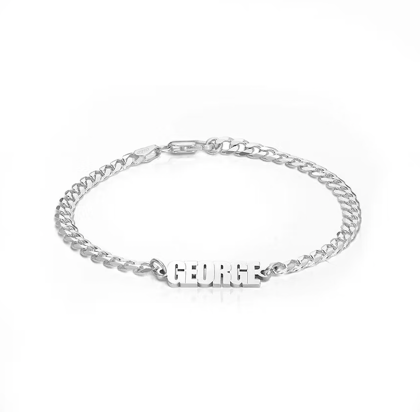 Silver chain bracelet. Thick Chain Name Bracelet in Sterling Silver . gold. plated. gold. silver. rose gold. plated 18k solid sterling silver. makana jewellery jewelry