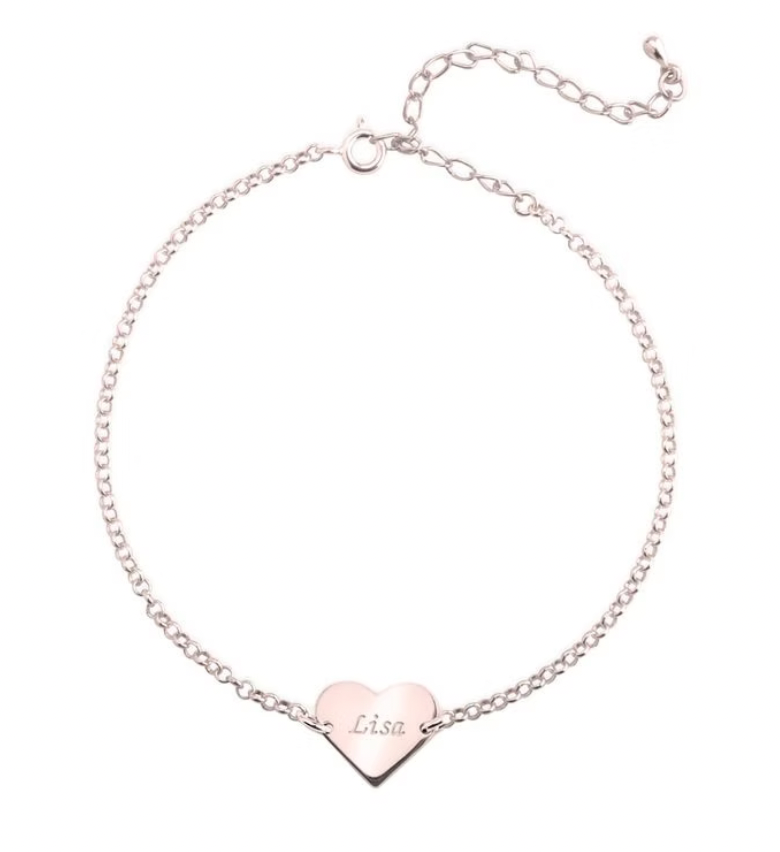 Engraved Heart Name Anklet