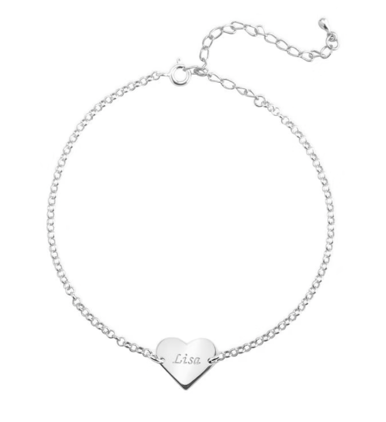 Engraved Heart Name Anklet