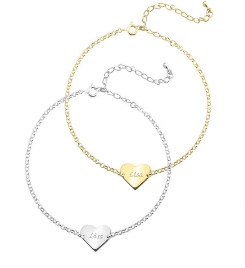 Engraved Heart Name Anklet