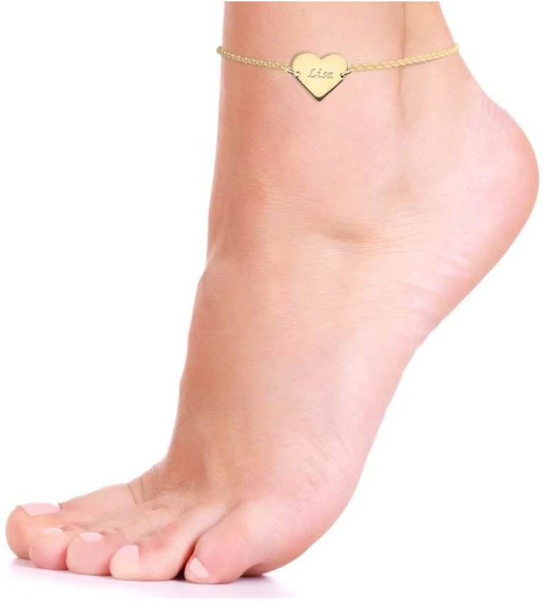 Engraved Heart Name Anklet
