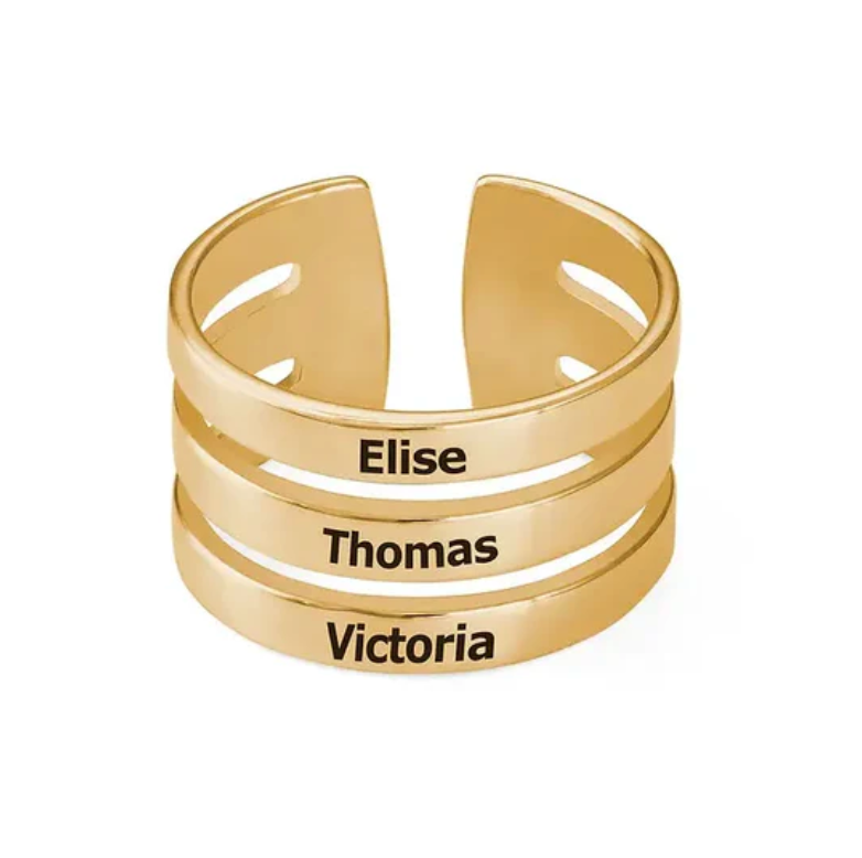 Gold bracelet with engraved names gold, rose, silver sterling, jewellery, jewerly, 18K plated. makana jewellery