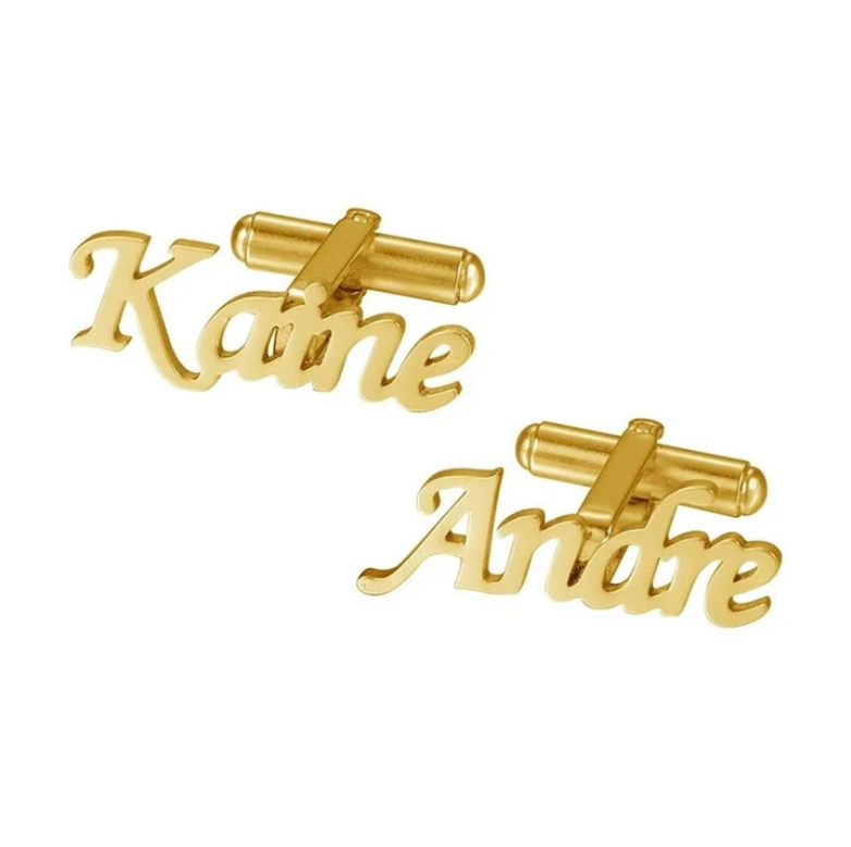Gold cufflinks with Personalized Name  gold, rose gold, silver, 18k, plated, Makana jewellery, jewelry