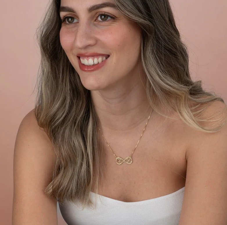 Infinity necklace with two letters