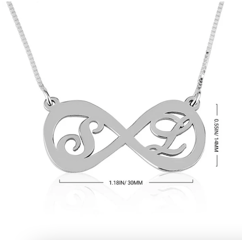 Infinity necklace with two letters