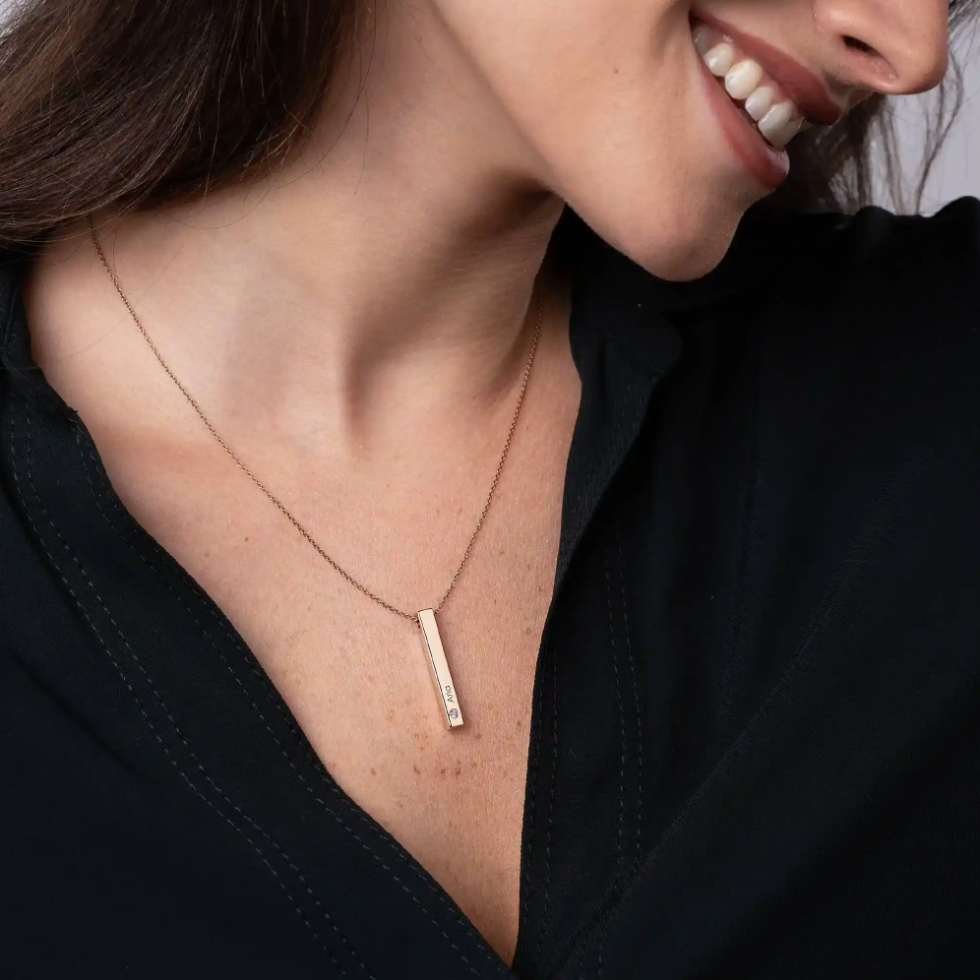 3d Birthstone Bar Necklace