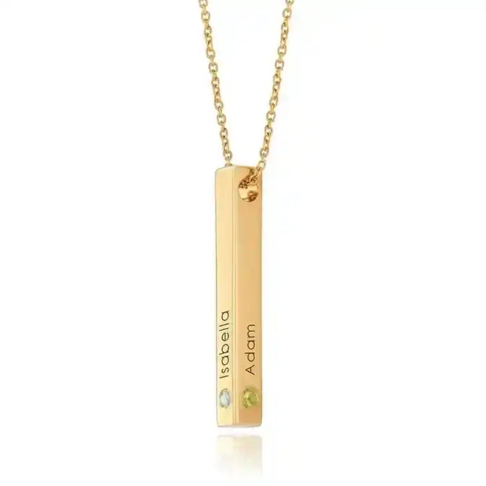3d Birthstone Bar Necklace