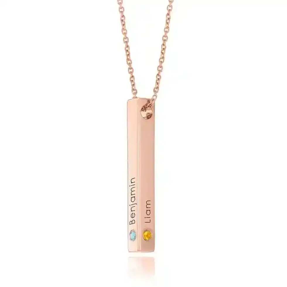3d Birthstone Bar Necklace