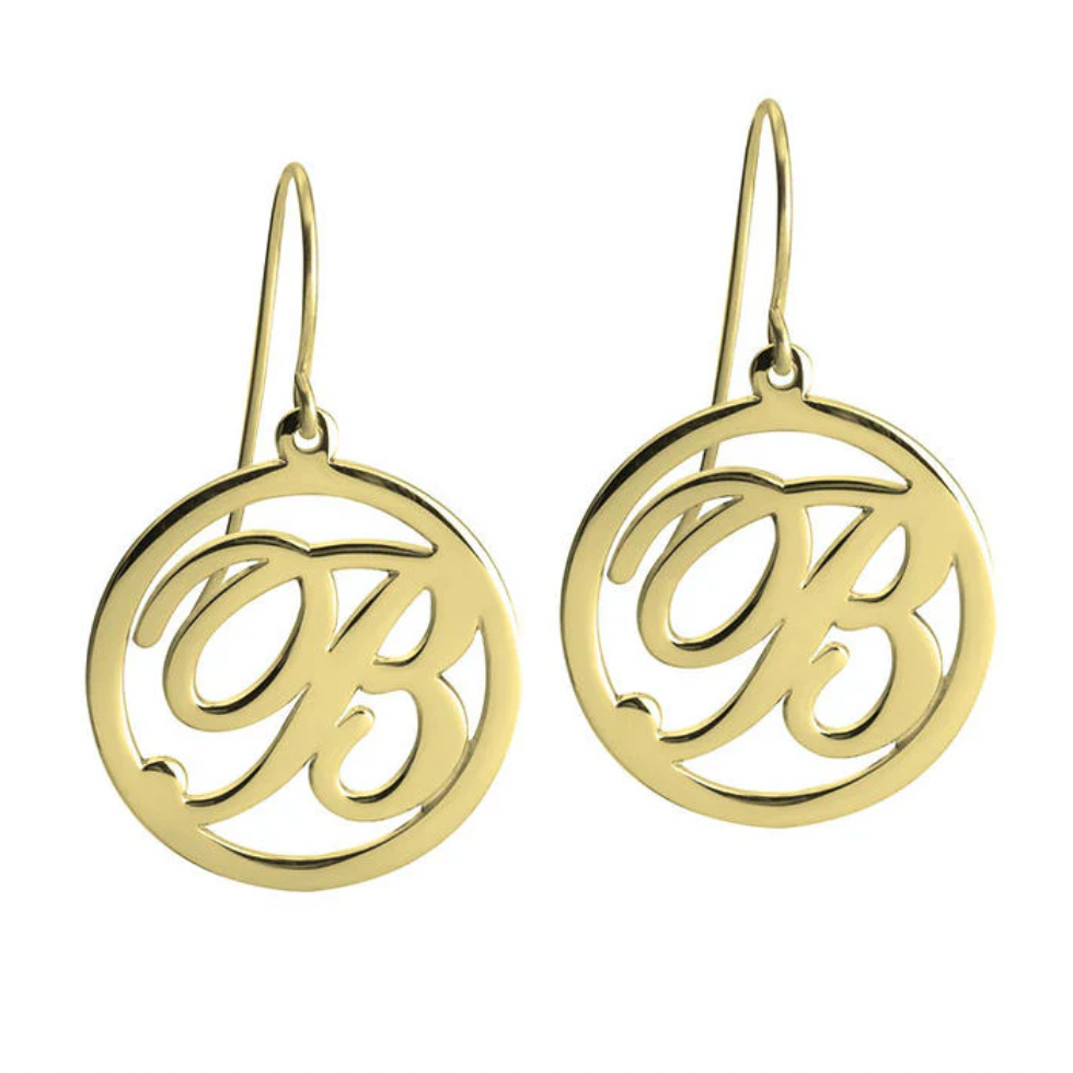 Cut out Initial Drop Earrings