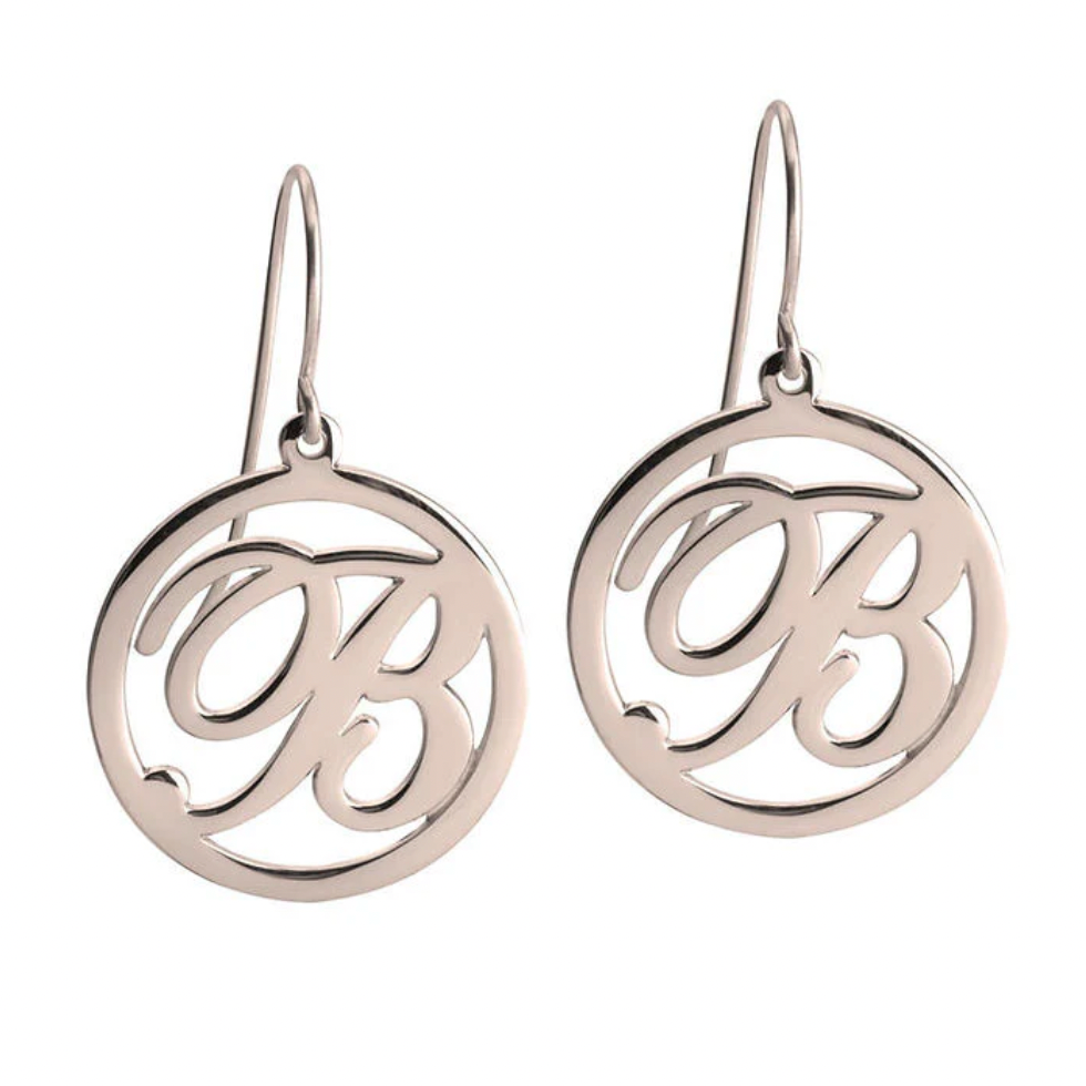 Cut out Initial Drop Earrings