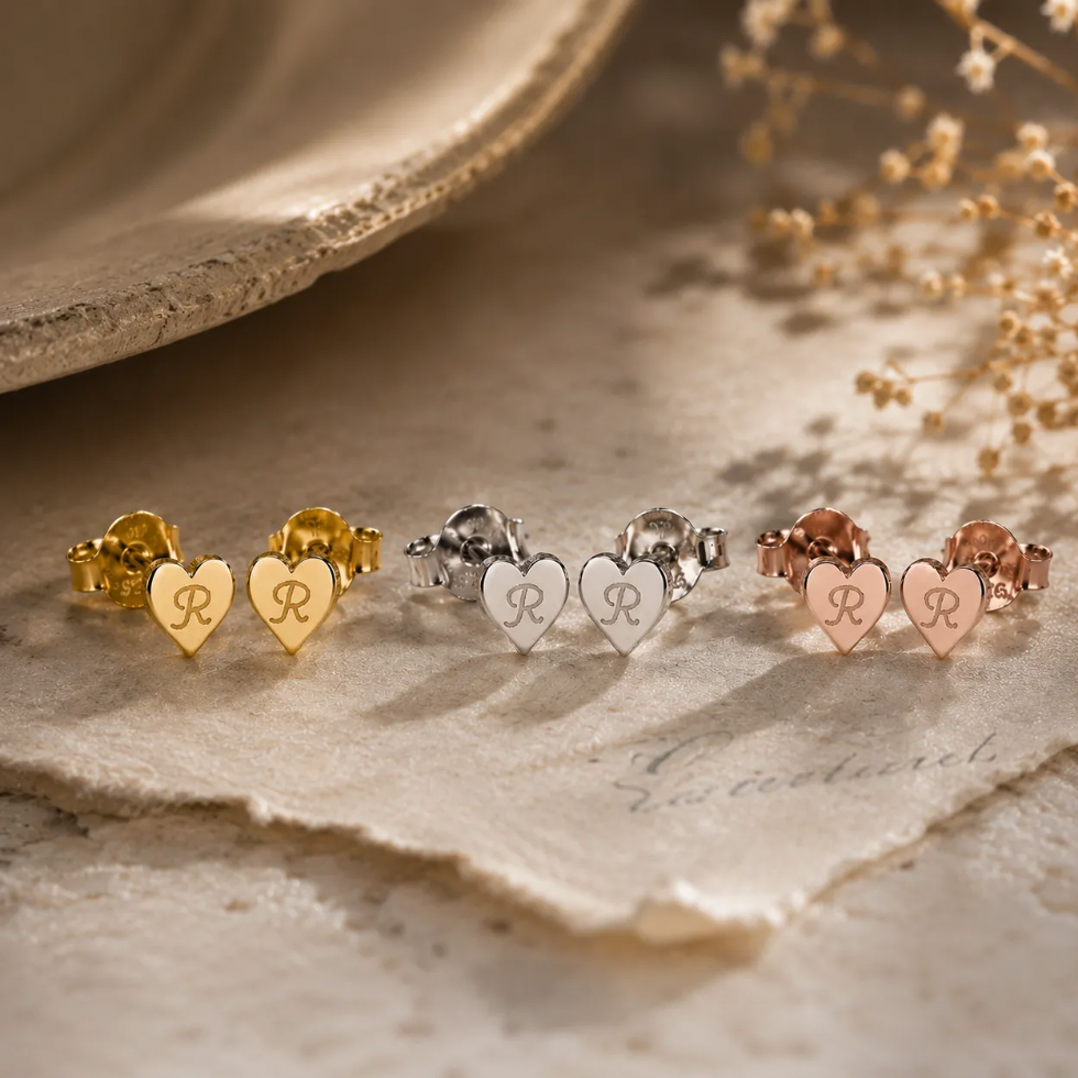 Heart Intial Studs