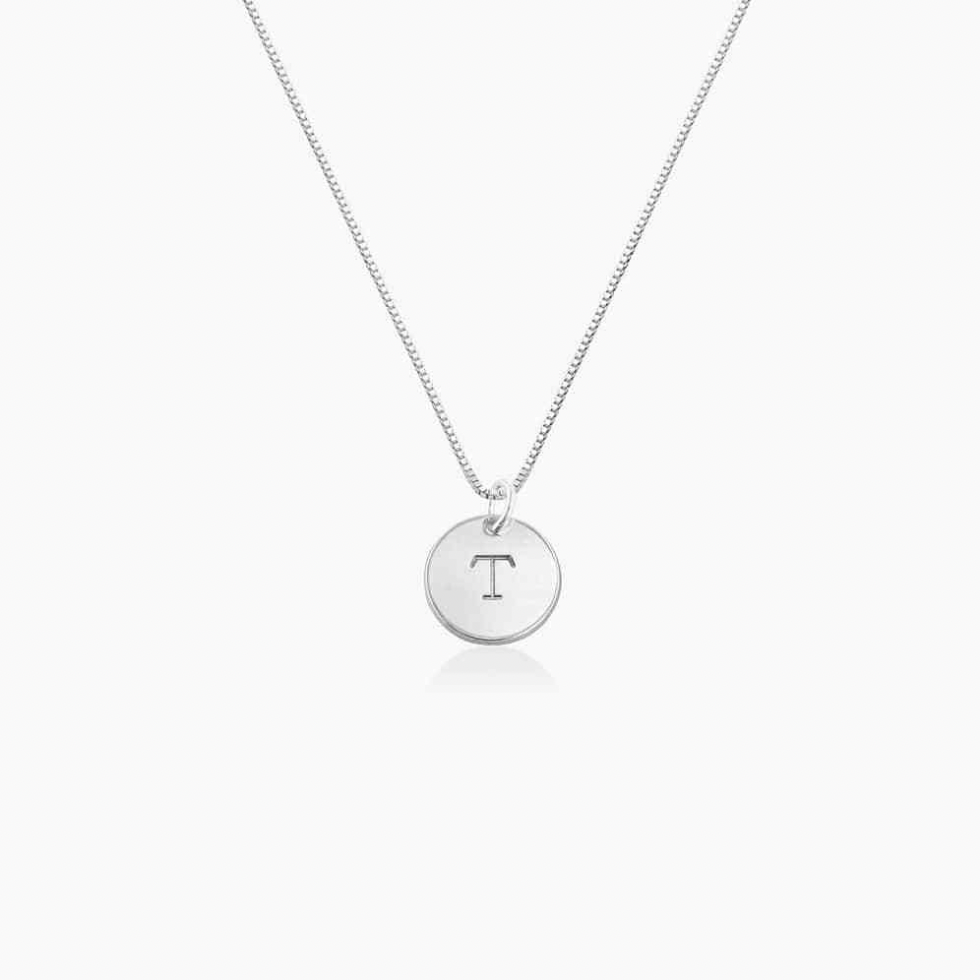 Engraved Initial Disk Necklace