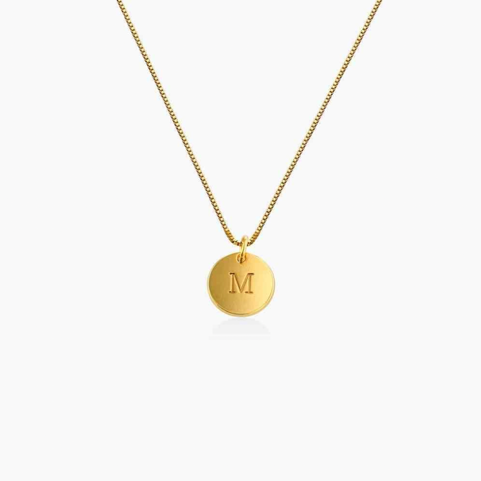 Engraved Initial Disk Necklace