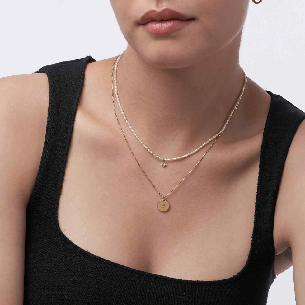 Engraved Initial Disk Necklace