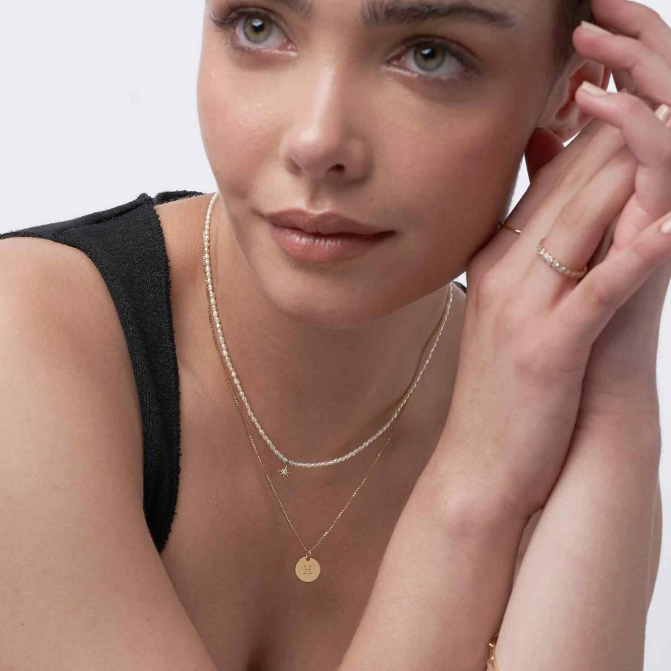 Engraved Initial Disk Necklace