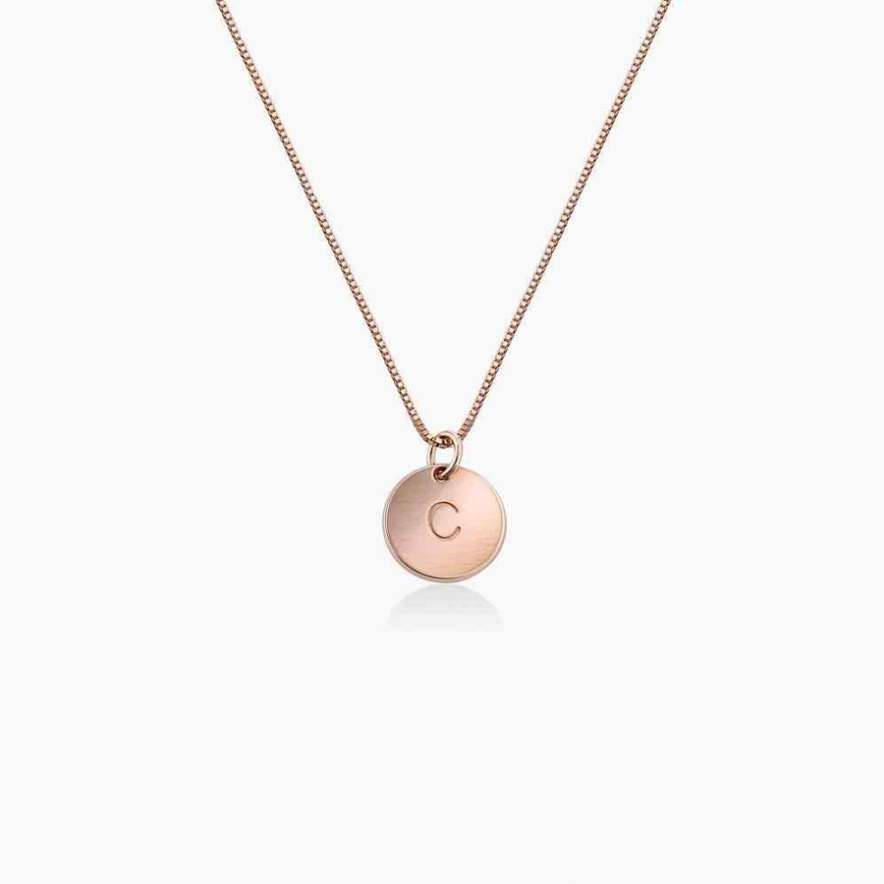 Engraved Initial Disk Necklace