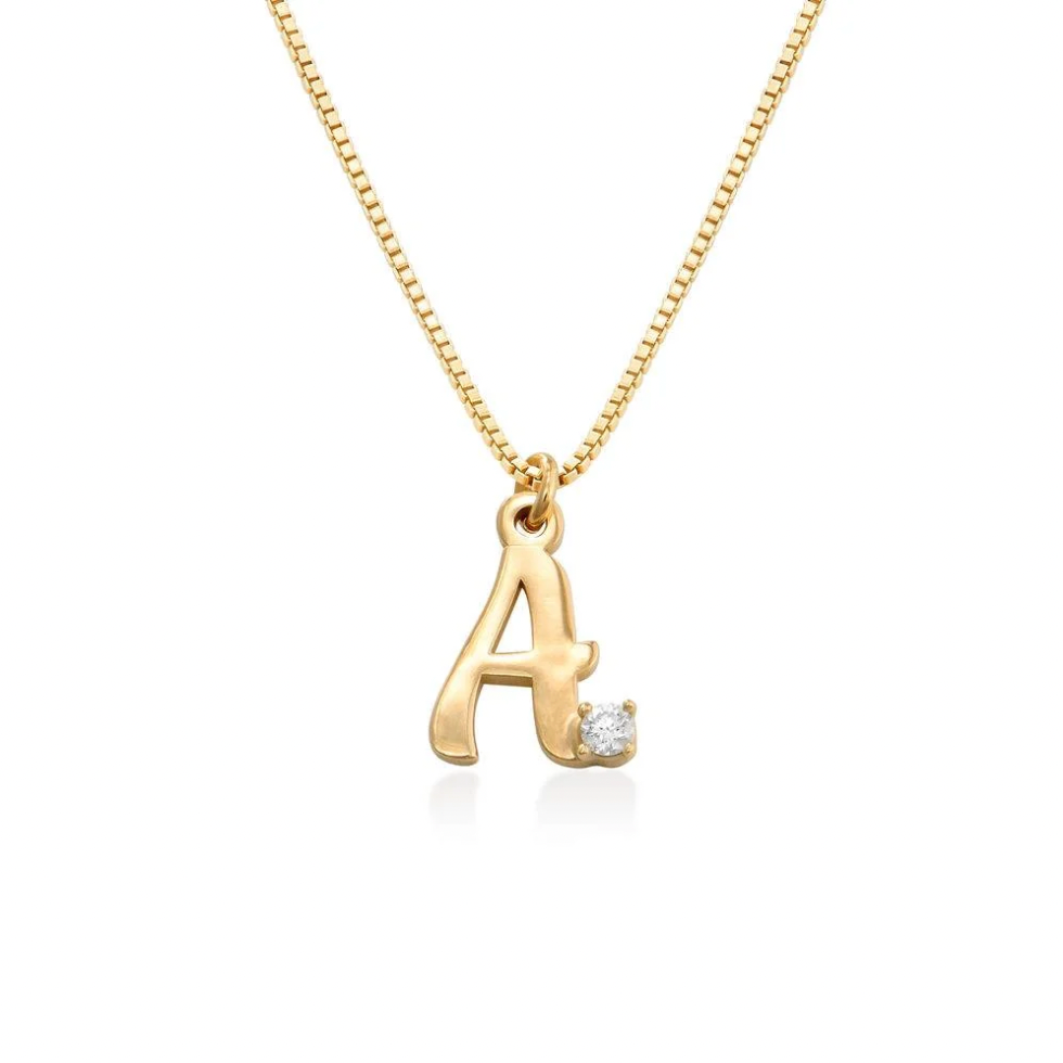 Initial Necklace With Birthstone