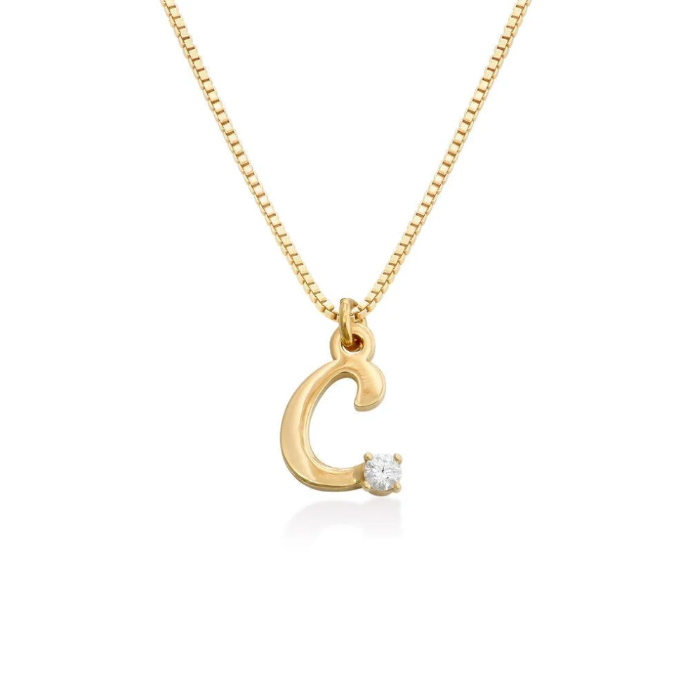 Initial Necklace With Birthstone