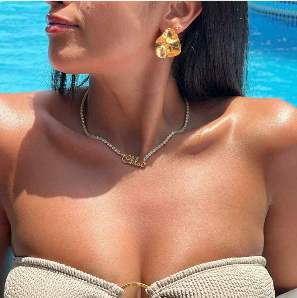 Name Necklace with Tennis Chain