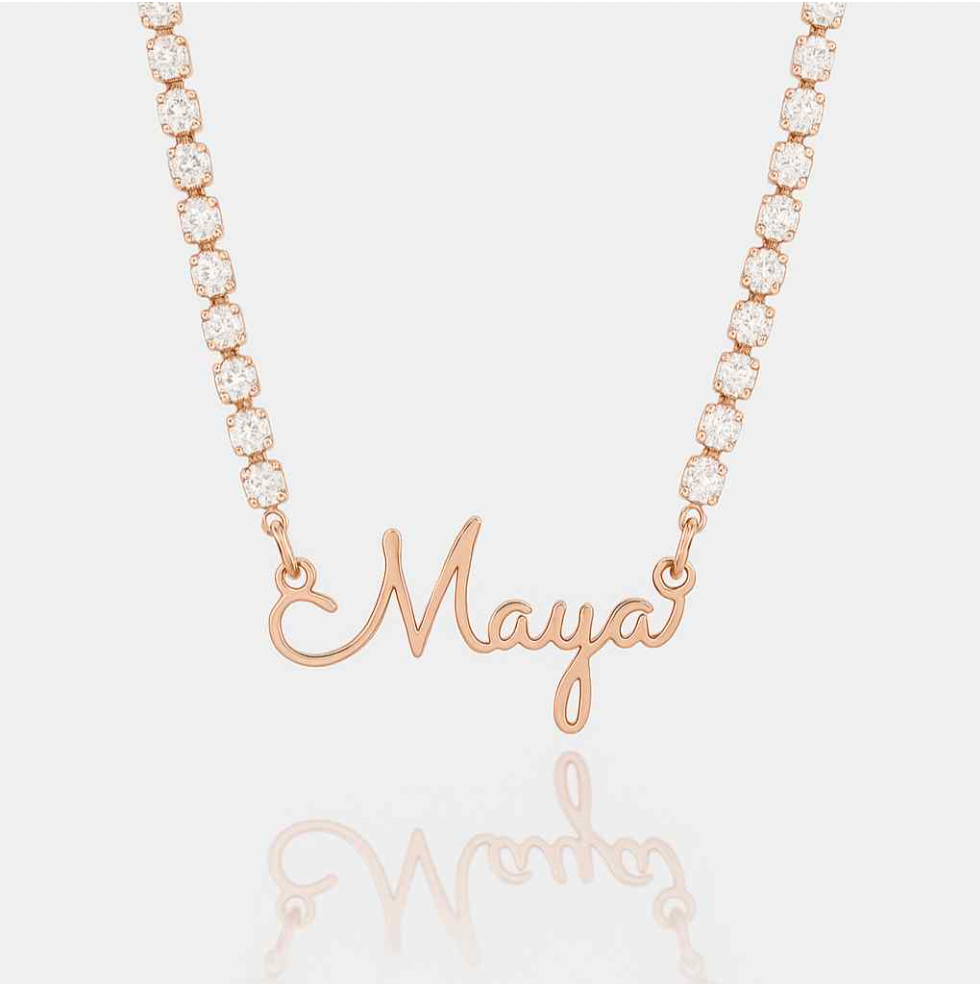 Name Necklace with Tennis Chain